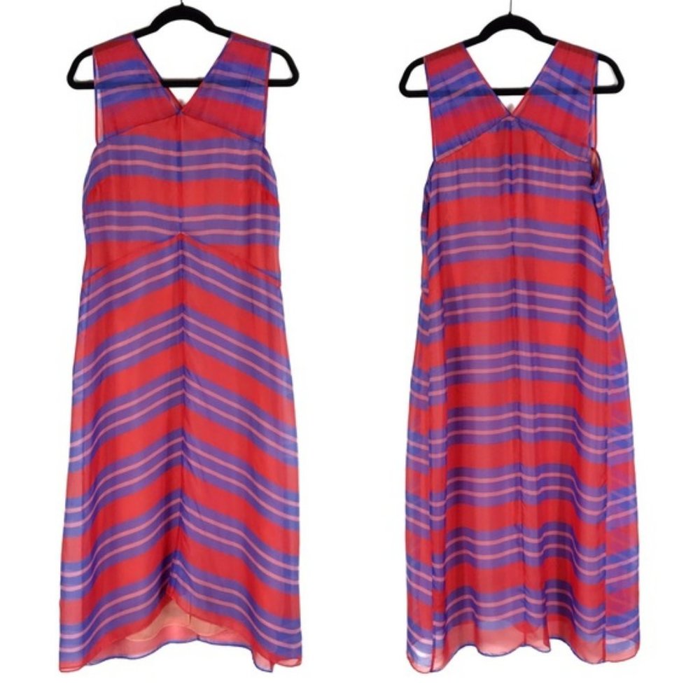 Lewit Red & Purple Striped Silk Dress